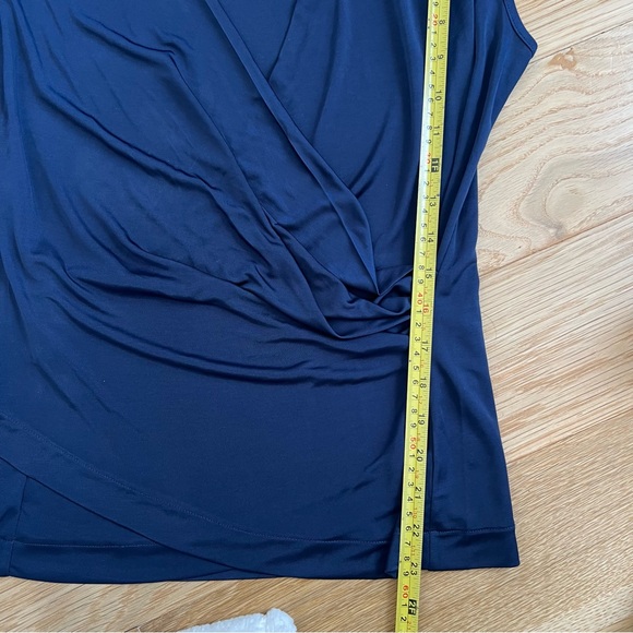 RAMY BROOK navy ruched sleeveless blouse v neck soft silky luxury staple - Picture 6 of 6
